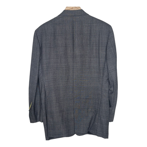 Hart Schaffner Marx 42R Silver Trumpeter LUXURY Blazer Gray Plaid Wool Jacket - Picture 4 of 11